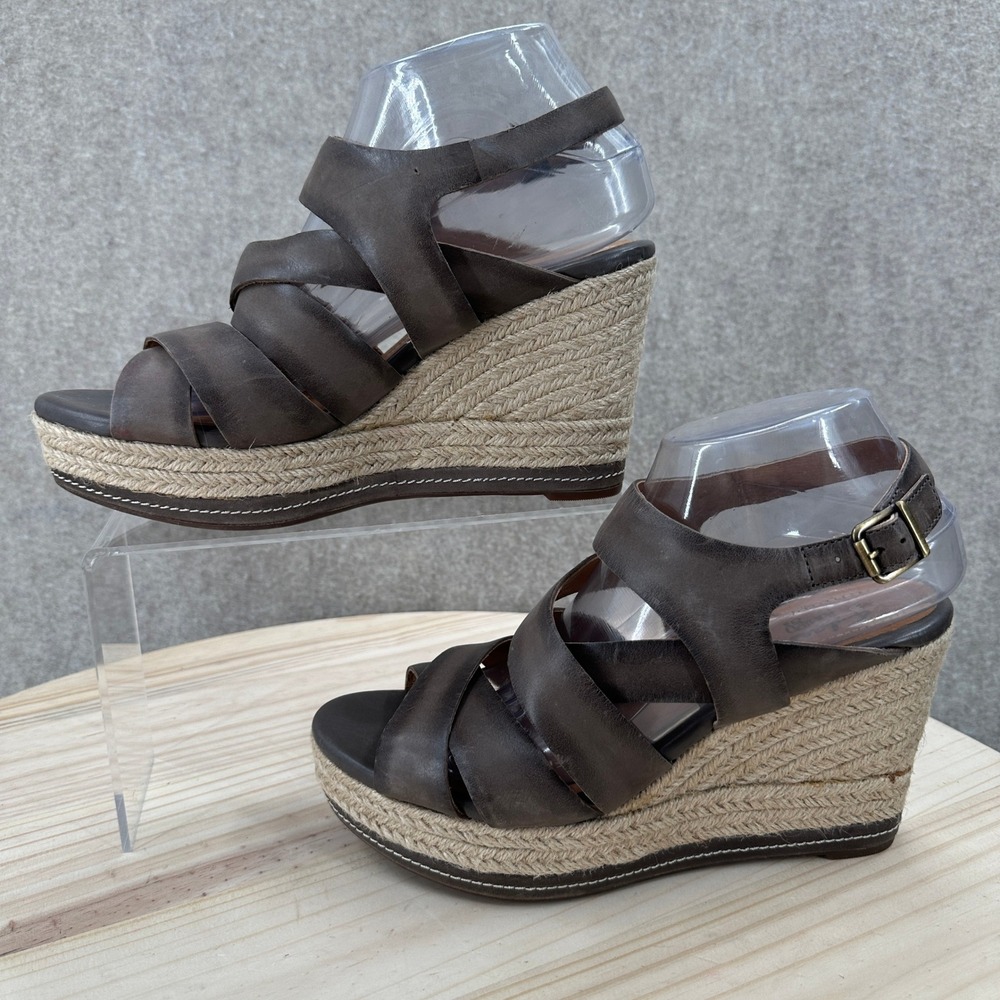 Clarks Indigo Amalia Drift Wedge Sandals 9M Leather Espadrille Strappy Platform
